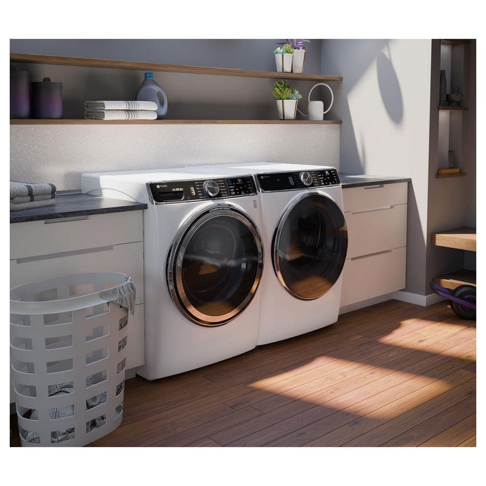 White High Efficiency Smart Front Load Washer with Steam Setting