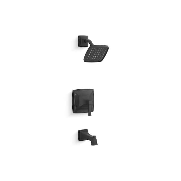 KOHLER Riff 1-Handle Tub and Shower Faucet Trim Kit with 2.5 GPM in Matte Black (Valve Not Included)