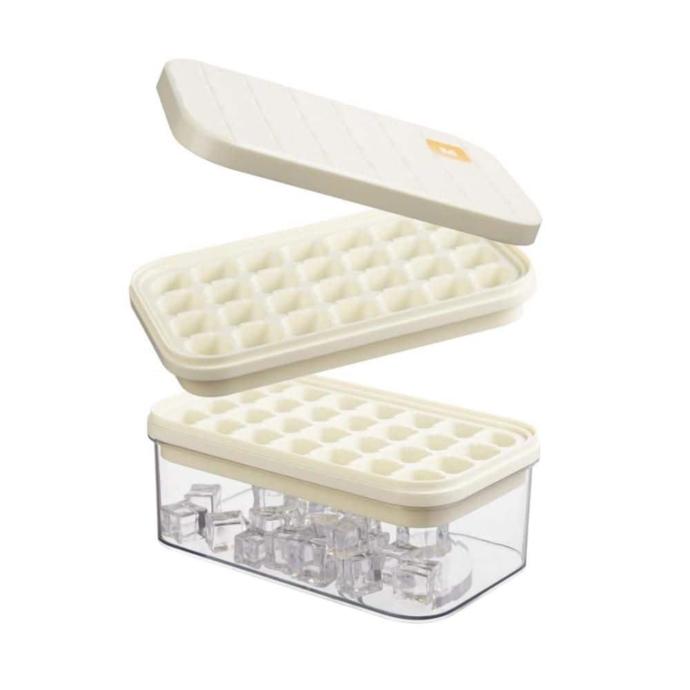 Stackable White Rectangular Ice Cube Tray Set with Lid & Scoop, Easy-Release Silicone Bottom, Ideal for Freezer, Drinks price history on PriceWatchPro