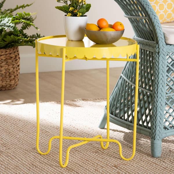Laverne 15.7 in. Yellow Round Metal End Table