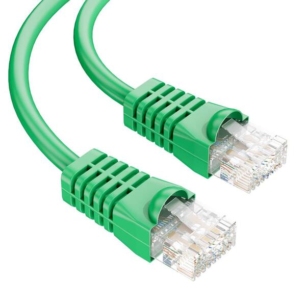Syston Cable Technology 100 ft. Green CMR CAT5E 350 MHz 24 AWG Solid Bare Copper Ethernet Network Wire Data Wire - RJ45 Plug Heat Resistant