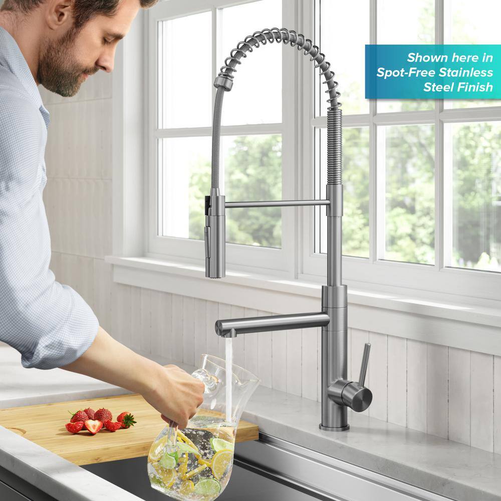 Matte Black Commercial Style Pull-Down Kitchen Faucet with Pot Filler