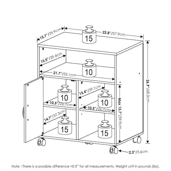 Econ Espresso Under Desk Printer Holder with Wheels
