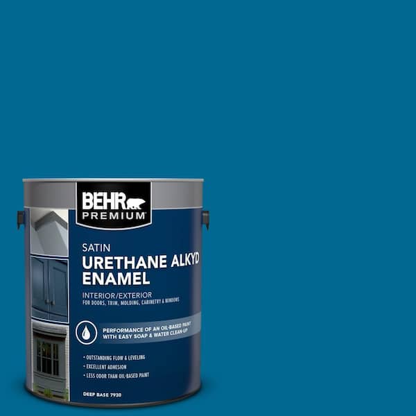 BEHR PREMIUM 1 gal. #OSHA-1 OSHA SAFETY BLUE Urethane Alkyd Satin Enamel Interior/Exterior Paint