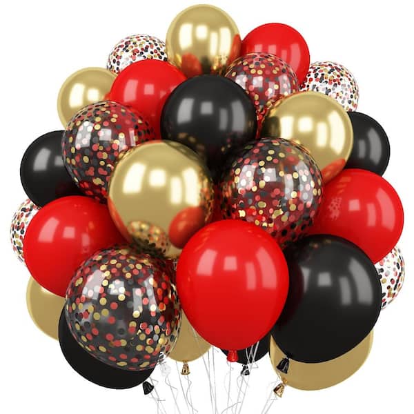 Red and Black Balloon 60 Packs 12 Inch Red Black and Gold Balloon Black Red Balloons for Casino Theme Party