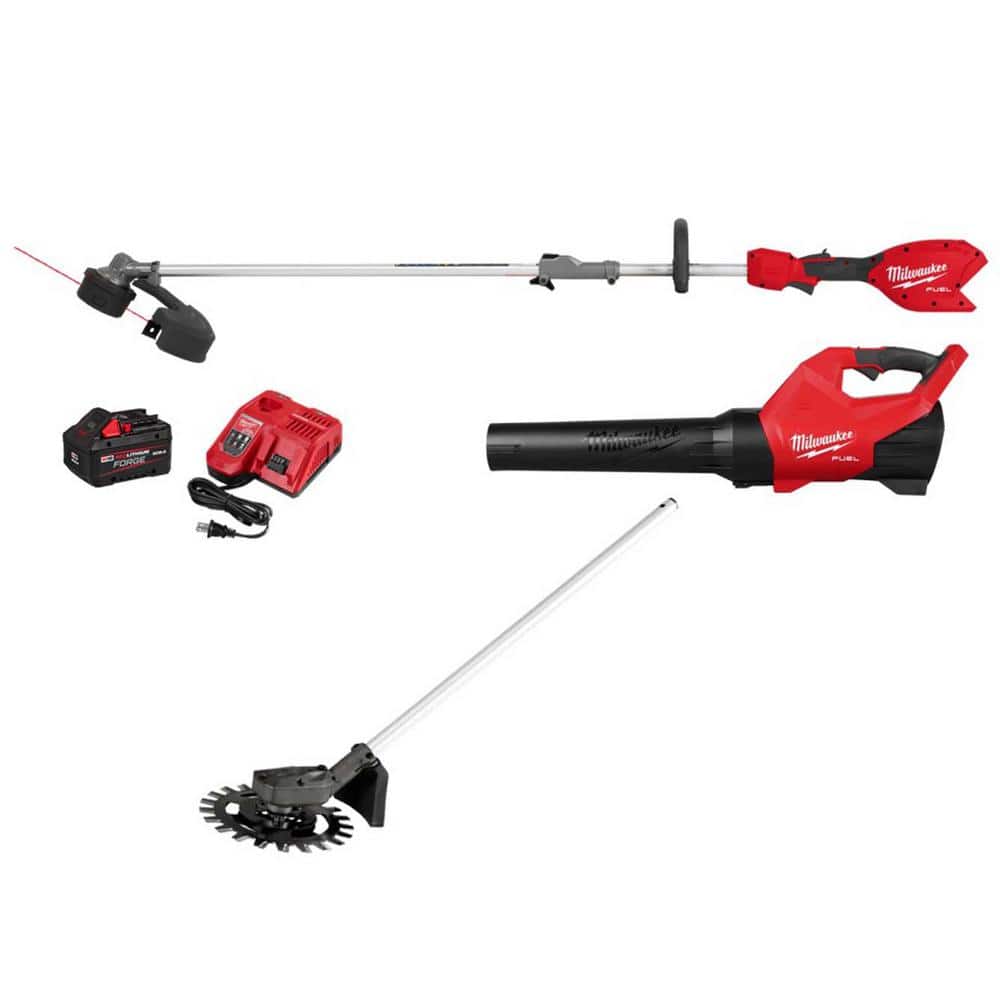 M18 FUEL 18V 16 in. Brushless Cordless QUIK-LOK String Trimmer/Blower 8.0 Ah FORGE Combo Kit w/ Reciprocator Attachment -  Milwaukee, 3031-2194