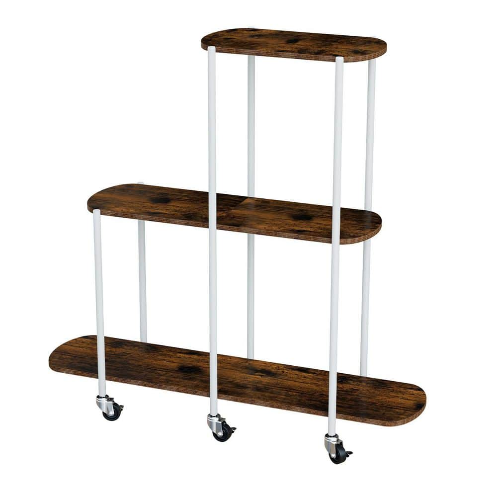 42 in. x 43 in. x 12 in. Indoor Metal Plant Stand 6-Potted Storage Holder with Wheels and Brown Wooden Display Shelves price history on PriceWatchPro