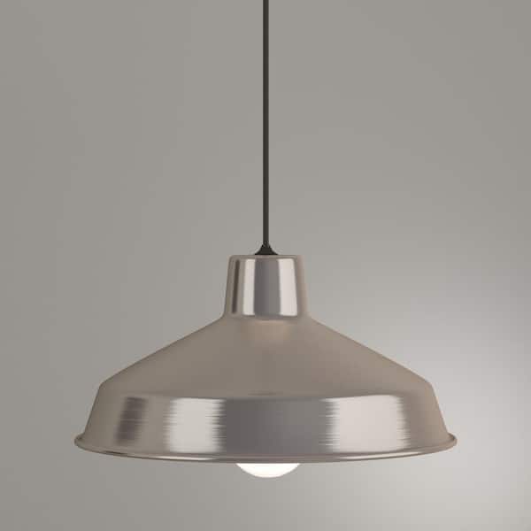Hampton Bay 1-Light Brushed Nickel Rustic Steel Hanging Barn Hampton Bay 1-Light Brushed Nickel Rustic Steel Hanging Barn