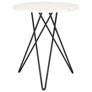 Cade 17 in. White Marble Round End Table