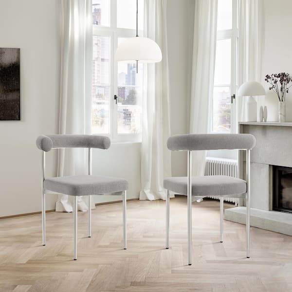 Armen Living Shannon Light Gray Fabric Armless Dining Chair Set of 2