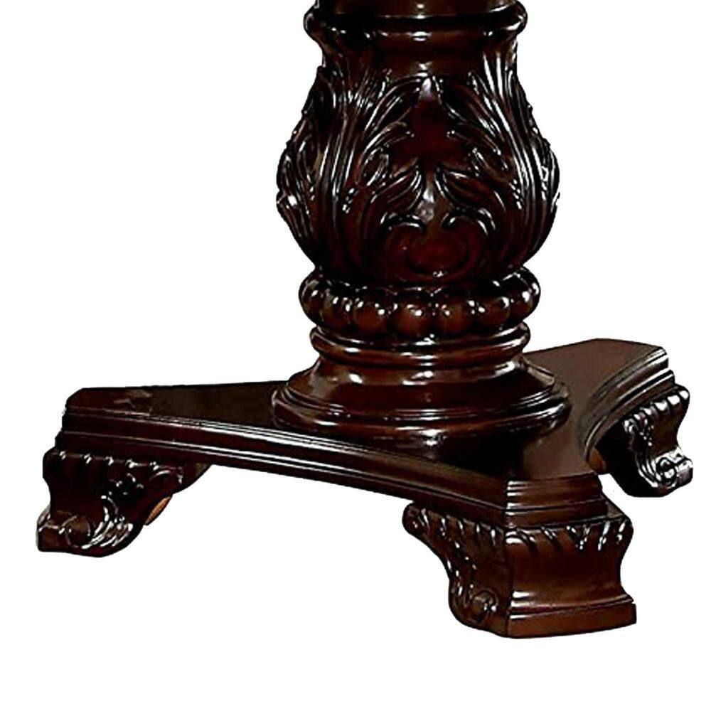 Traditional Dark Brown Wood Extendable Dining Table for Eight