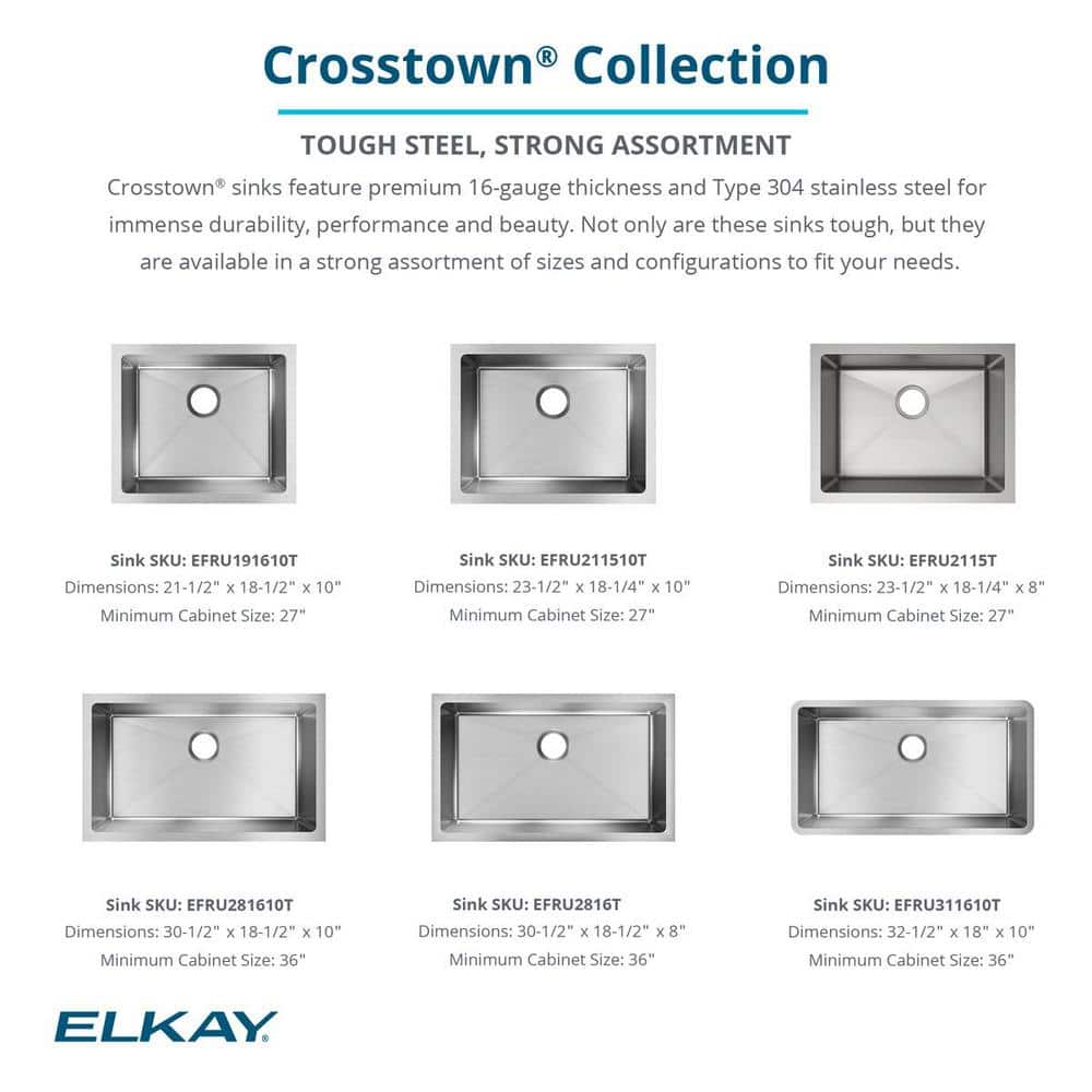Elkay Crosstown Stainless Steel Single Bowl Undermount Sink