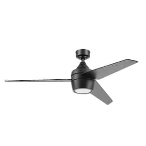 Eamon 52 in. Indoor Black LED Color Changing Modern Ceiling Fan with Remote Control and Dual Mounting Options