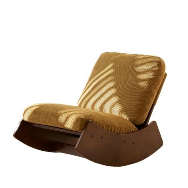 Unbranded Orange Wood Outdoor Rocking Chair with Cushions, Glider Chair for Accent Reading Chair for Bedroom, Living Room