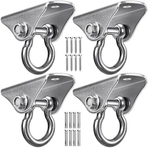 1000 lb. Capacity Stainless Steel 180 Swing Hooks for Hammock, Porch, Yoga, Punching Bag, Silver (4-Pack)