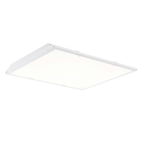 Commercial Electric 2 ft. x 2 ft. 96-Watt Equivalent Integrated LED White Lens Commercial Grid Ceiling White Troffer