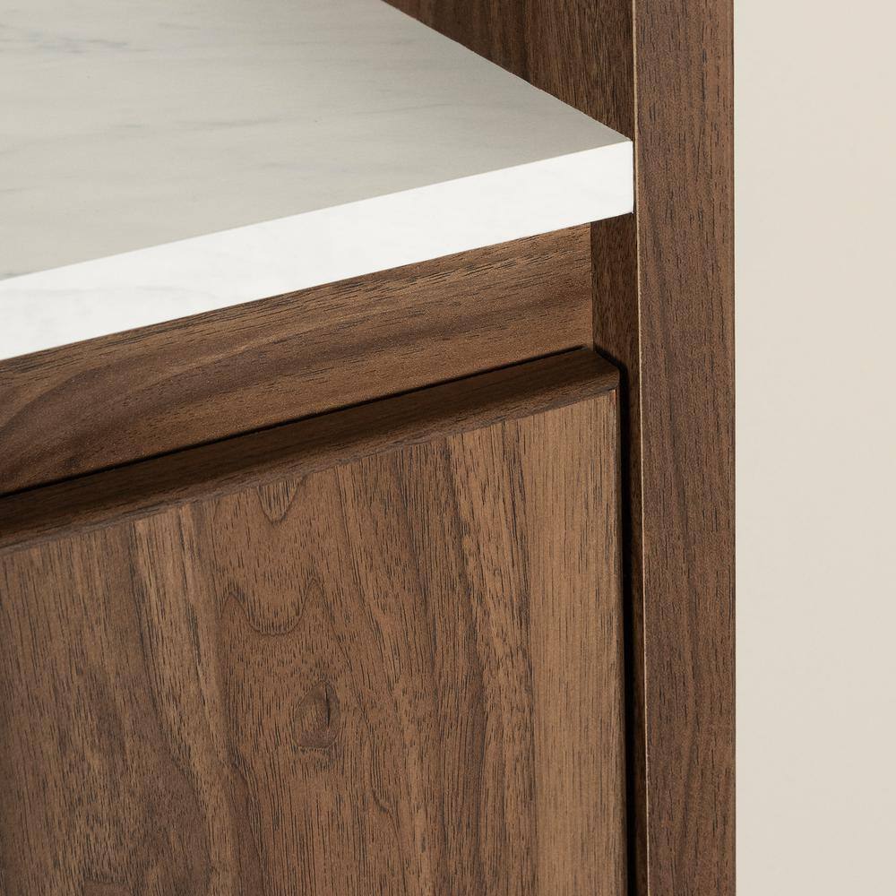 Elegant 6-Drawer Double Dresser in Natural Walnut with Brass Accents