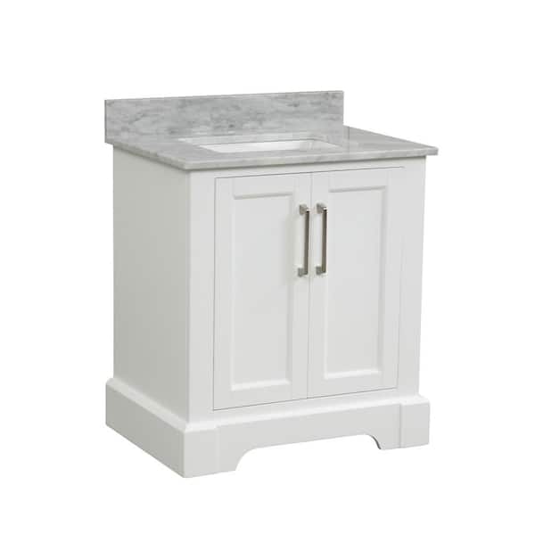 Maincraft 30 in. W x 22 in D. x 33 in. H Bath Vanity in White with White Marble Top