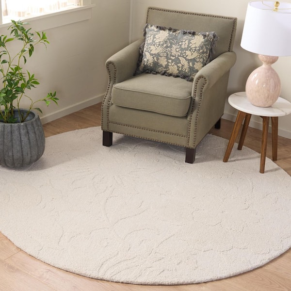 Blossom 6 ft. x 6 ft. Ivory Floral Round Rug
