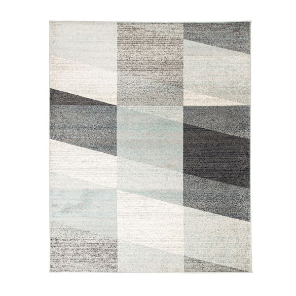 SUPERIOR Saina Blue 7 ft. 10 in. x 10 ft. Modern Geometric Abstract Polypropylene Area Rug