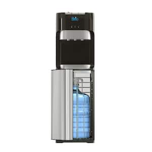 Hot Cold and Room Temp Water Dispenser Cooler Bottom Load, Tri-Temp, Black and Brush Stainless Steel, Essential Series