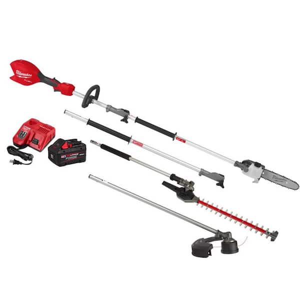 Milwaukee M18 FUEL 18V 10 in. Brushless Cordless QUIK-LOK Pole Saw 8.0 Ah FORGE Kit w/ String Trimmer & Hedge Trimmer Attachments