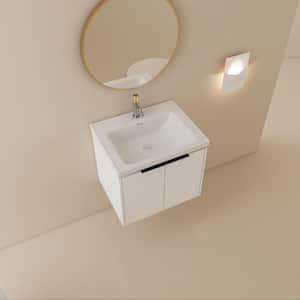 Anky 23.8 in. W x 18.5 in. D x 20.7 in. H Single Sink Bath Vanity in White with White Ceramic Top