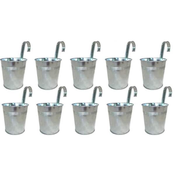 Hanging Planters Outdoor-10 Pack, 6 Inch Silver Large Metal Flower Pot, Balcony Planters