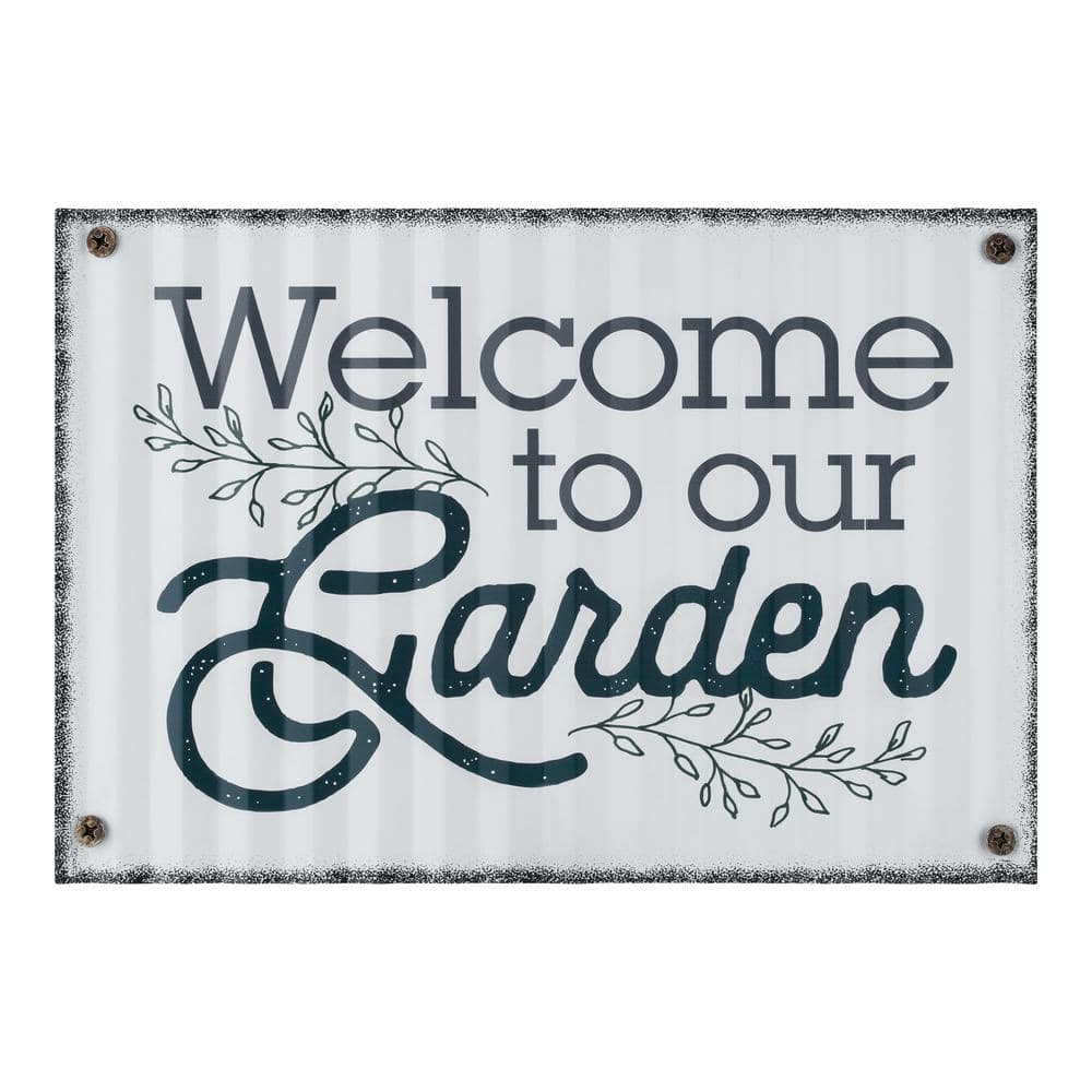 Hampton Bay Welcome to Our Garden Metal Sign IG152946 - The Home Depot
