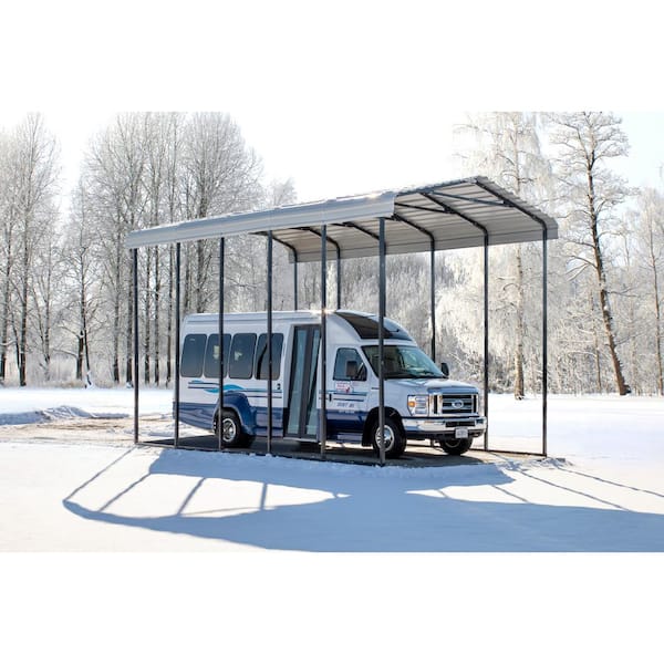 Arrow 14 ft. W x 24 ft. D x 14 ft. H Galvanized Steel Eggshell Finish RV Carport
