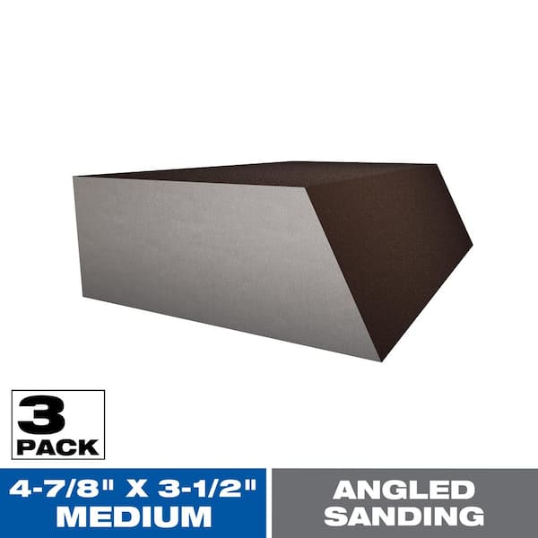 4-7/8 in. x 3-1/2 in. x 1 in. Medium 60 Grit Angled Sanding Sponge (3-Pack)