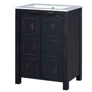 24 in. W. x 18 in. D x 34 in. H Freestanding Bathroom Vanity in Espresso with Ceramic Sink