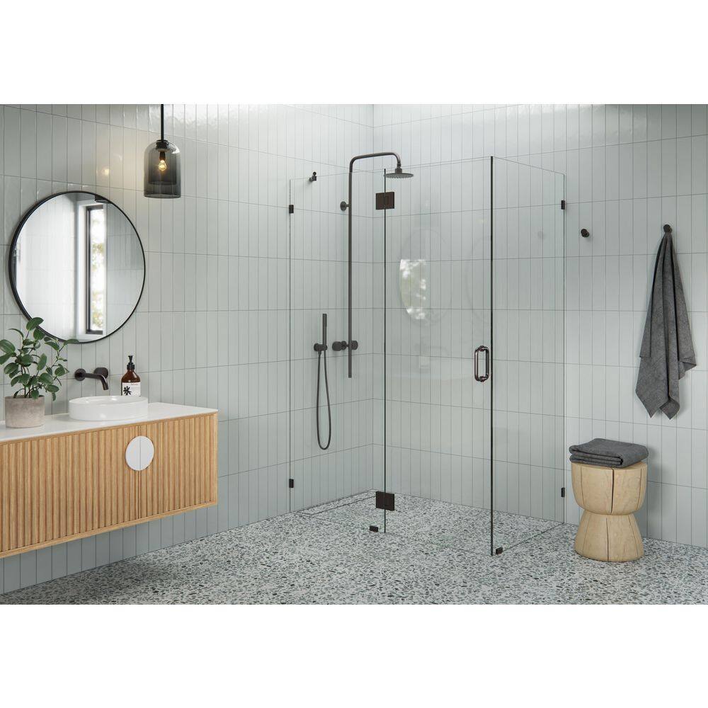 55 in. W x 32 in. D x 78 in. H Pivot Frameless Corner Shower Enclosure in Oil Rubbed Bronze Finish with Clear Glass price history on PriceWatchPro