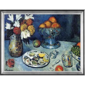Still Life (Dessert) by Pablo Picasso Athenian Silver Framed Nature Oil Painting Art Print 35 in. x 45 in.