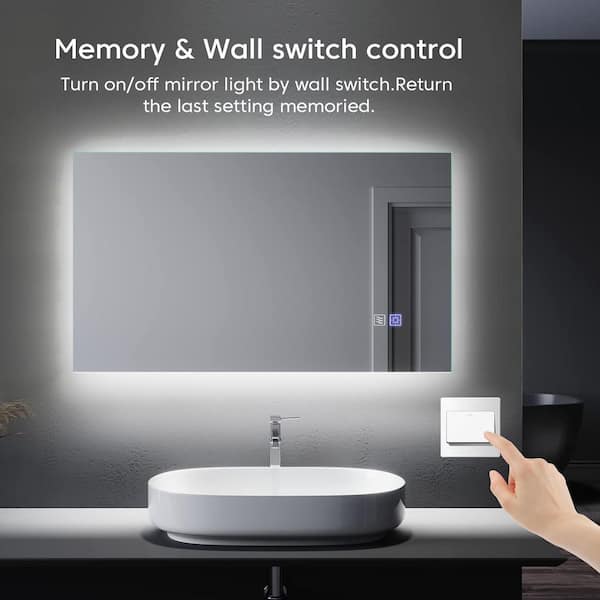 Zeek 60x36 Backlit LED Rectangular Bathroom Wall Large Mirror Double Vanity MA6036