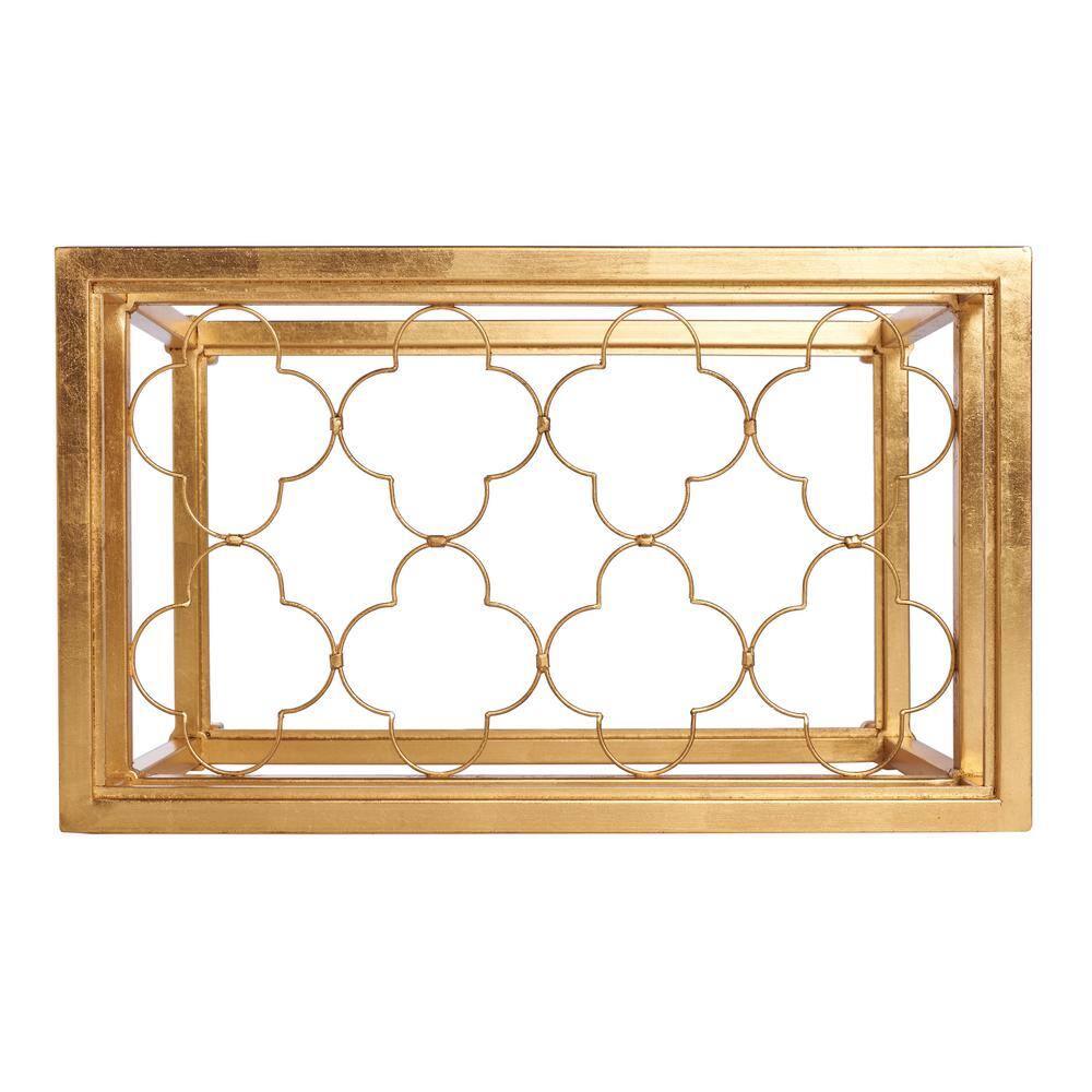 Hanzel Gold Leaf Glass Top Rectangular Side Table