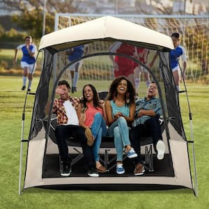 Sport Tent with Removable Top Cover and Sealed Floor, 4.75 ft. x 5.25 ft. Beige Instant Weather Proof Pod for 1-4 People