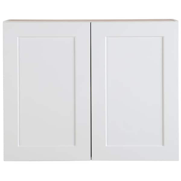 Hampton Bay Cambridge White Shaker Assembled Wall Cabinet with 2 Soft Close Doors (30 in. W x 12.5 in. D x 24 in. H)