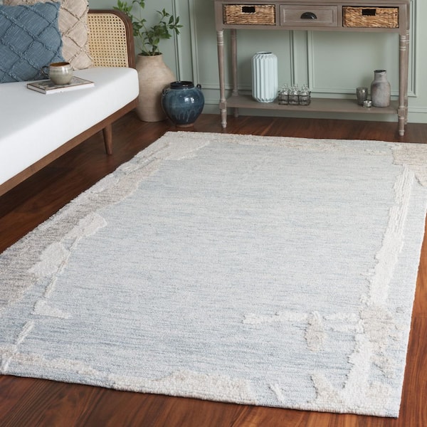 Harvest 8 ft. x 10 ft. Light Blue/Ivory Abstract High-Low Area Rug