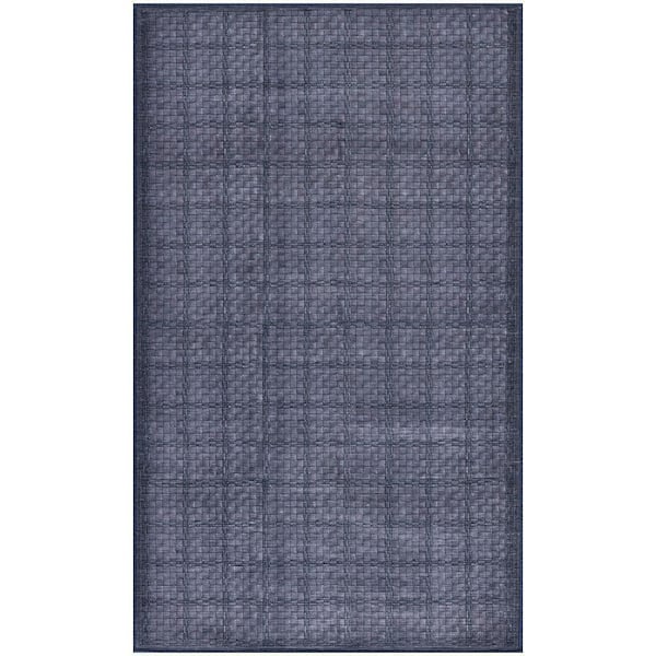 Nourison Washables Navy Blue 3 ft. x 5 ft. Geometric Contemporary Area Rug