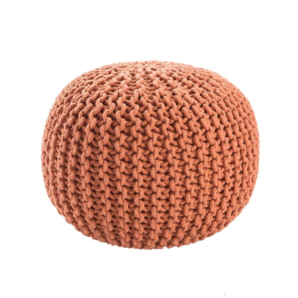 Olsen Textured Orange Round Pouf