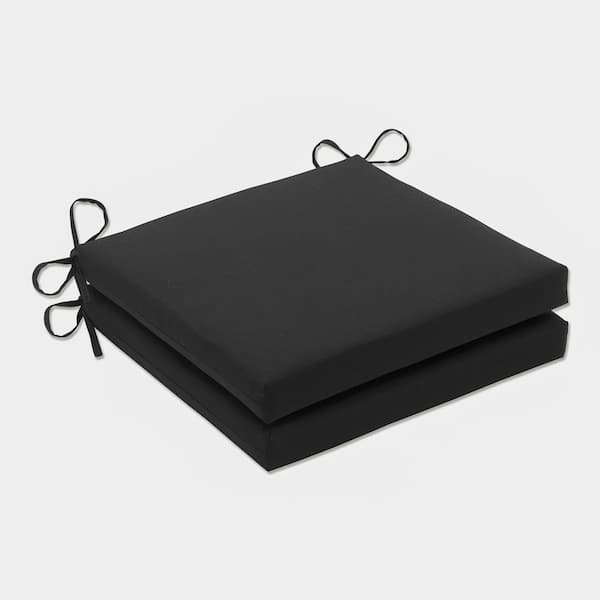 Solid 20 in. x 20 in. Outdoor Dining Chair Cushion in Black (Set of 2)