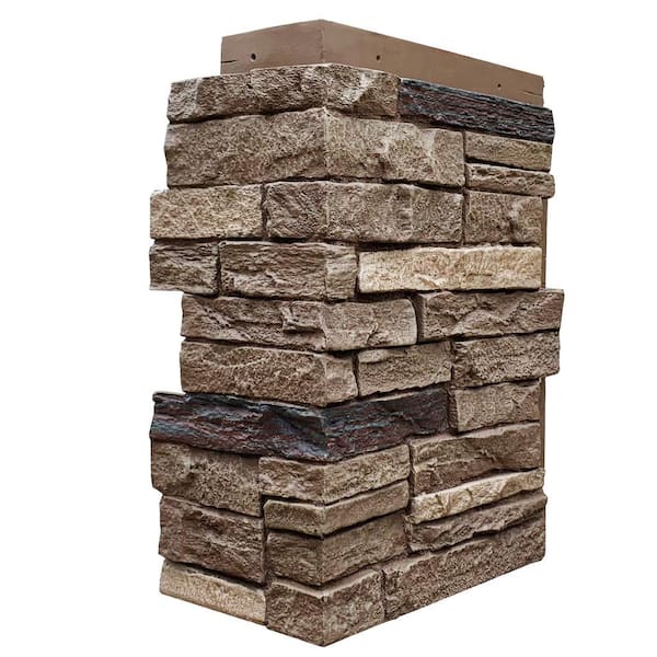 Slatestone Large 11.5 in. W x 15.25 in. L Brunswick Brown Faux Stone Corner Siding