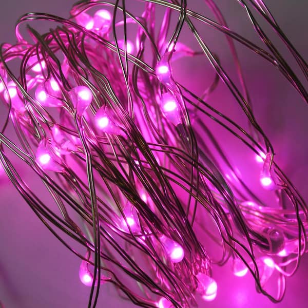 Battery Operated Mini LED String Lights, 3-Count, Pink