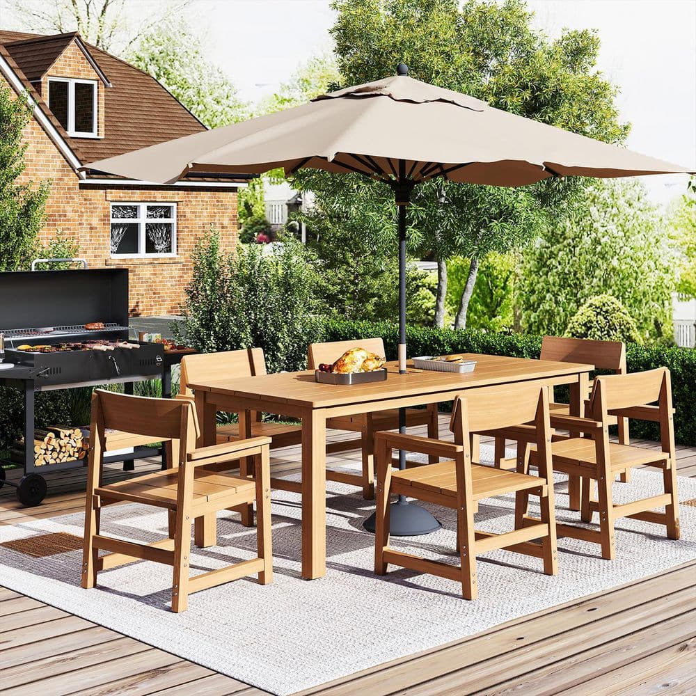 largo 7 piece outdoor patio dining set with umbrella ALAULM 7-Piece 30 minutes to set up the table and about 70 minutes to put the chairs together. Home Styles Largo 7-Piece Rectangular
