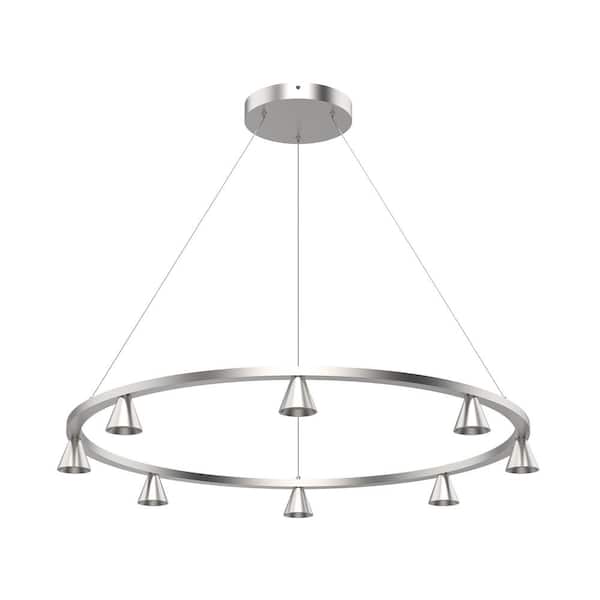 Dune 33 in. 8-Light 41-Watt Brushed Nickel Integrated LED Chandelier