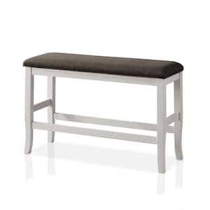 Lindred Off-White and Dark Gray Counter Height Bench