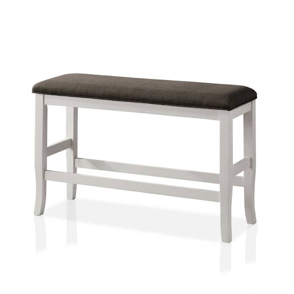 Furniture of America Lindred Off-White and Dark Gray Wood Counter Height Bench