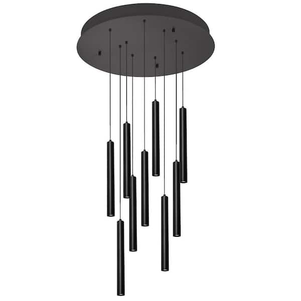 AFX Eli Integrated LED Black Shaded Pendant with Black Steel Shade