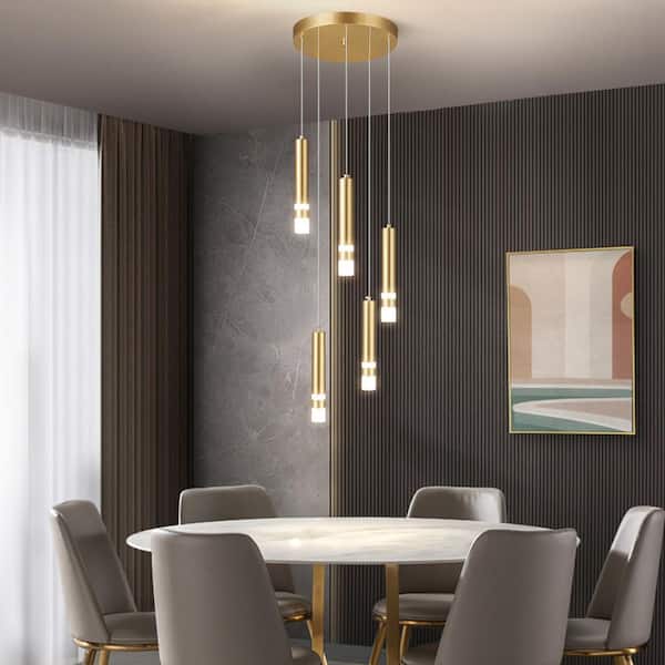 Home lighting 40-Watt 5-Light Modern Pendant Light Light Fixture Dimmable LED Gold Mini Pendant Light For Kitchen Island